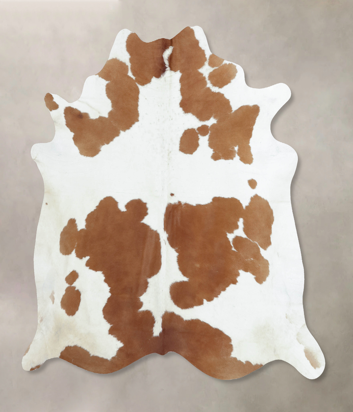 Brown and White X-Large Brazilian Cowhide Rug 7'1"H x 6'8"W #B8189 by Hudson Hides