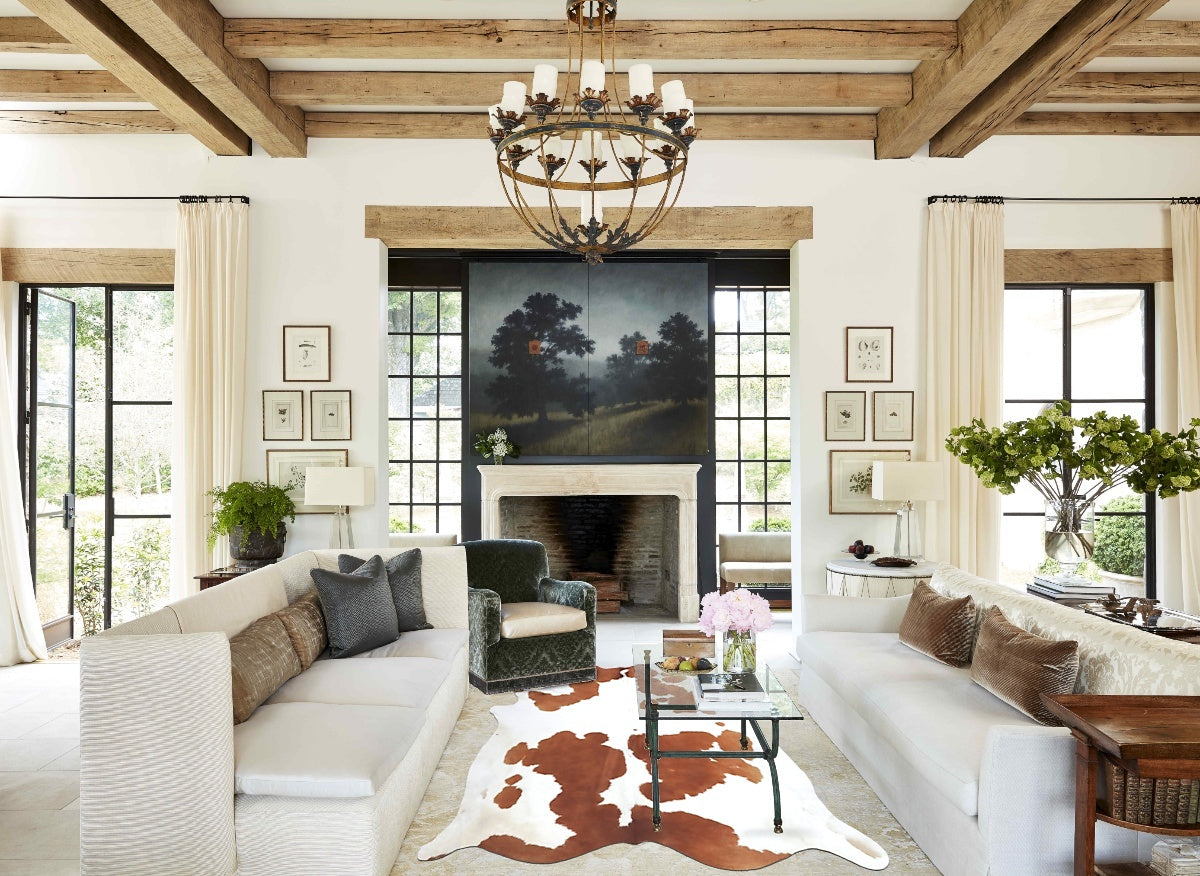 Brown and White X-Large Brazilian Cowhide Rug 7'1"H x 6'8"W #B8189 by Hudson Hides