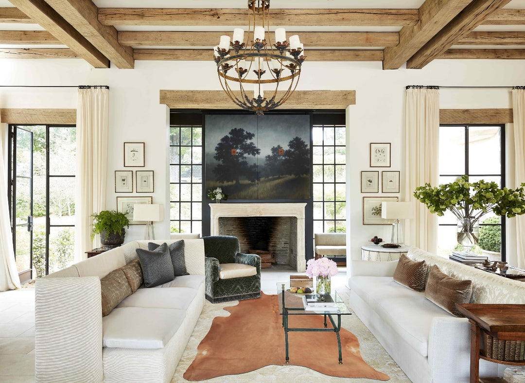 Beige X-Large Brazilian Cowhide Rug 7'4"H x 5'7"W #B8206 by Hudson Hid