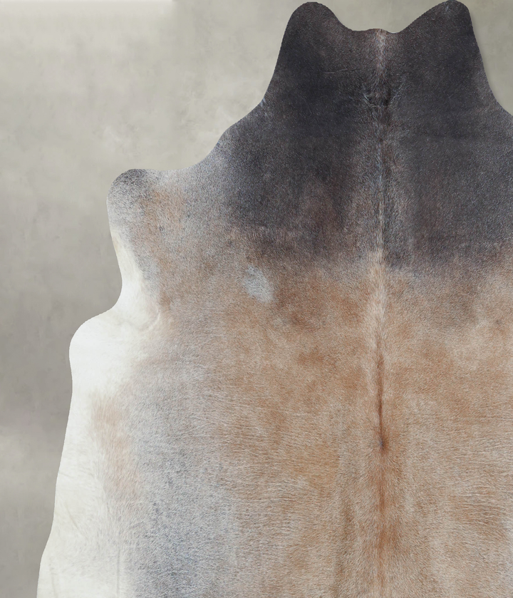 Grey with Beige XX-Large Brazilian Cowhide Rug 7'8"H x 7'4"W #B8232 by Hudson Hides