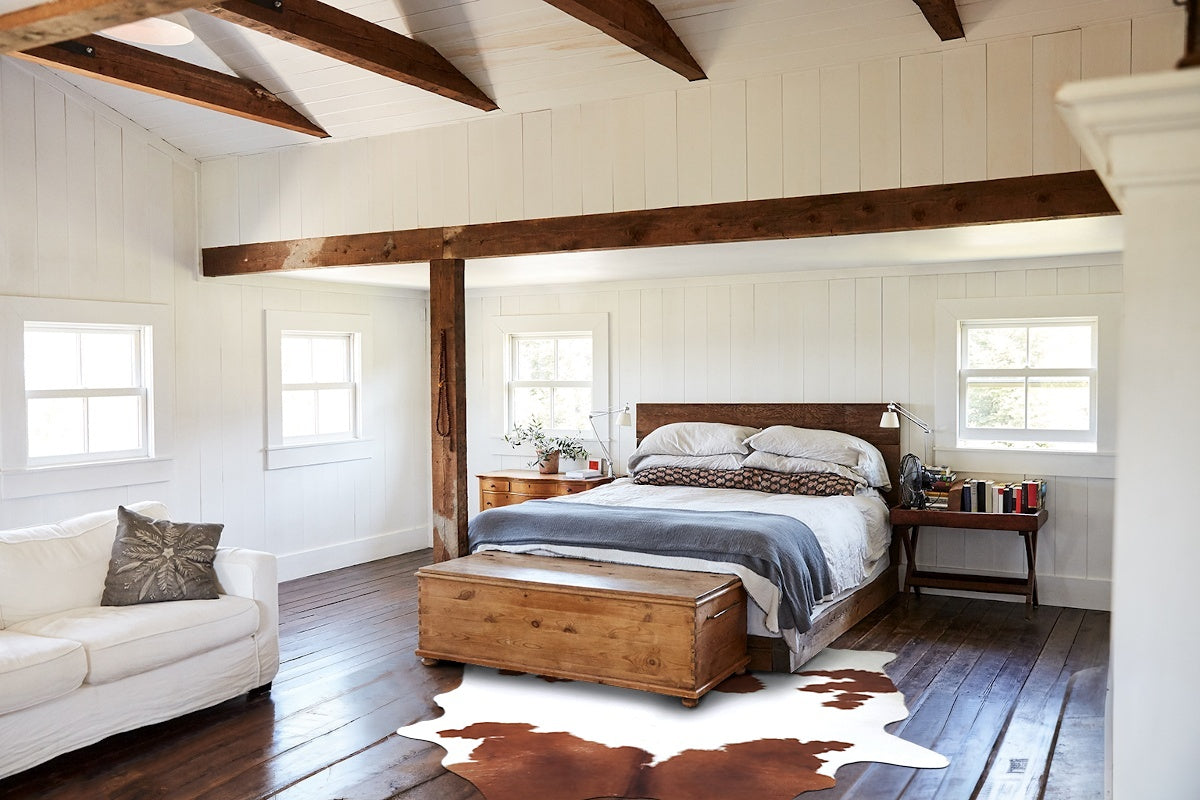 Brown and White X-Large Brazilian Cowhide Rug 7'8"H x 5'10"W #B8236 by Hudson Hides