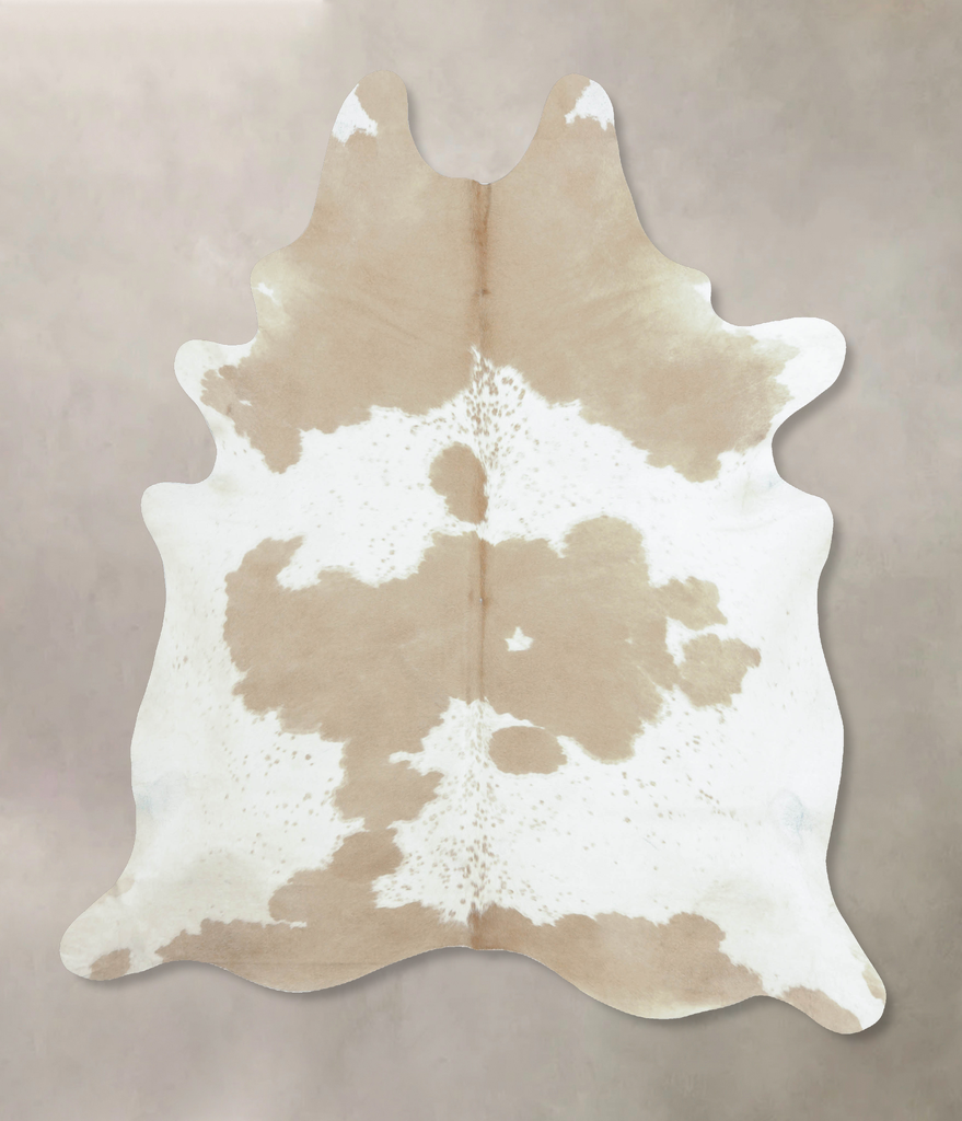 Beige and White XX-Large Brazilian Cowhide Rug 8'7"H x 6'9"W #B8324 by Hudson Hides