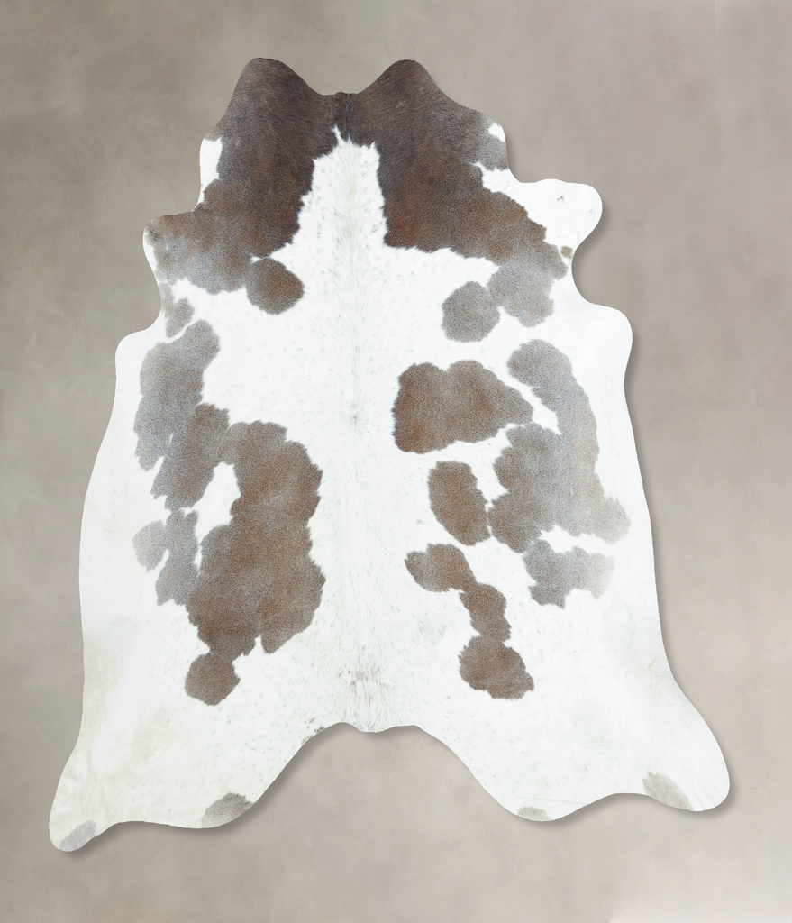 Chocolate and White X-Large Brazilian Cowhide Rug 6'9"H x 7'1"W #B8337 by Hudson Hides