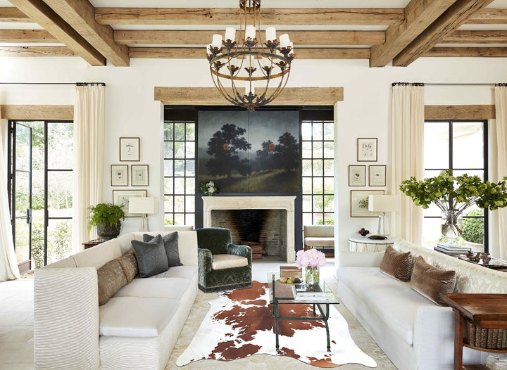 Brown and White X-Large Brazilian Cowhide Rug 7'0"H x 6'7"W #B8357 by Hudson Hides