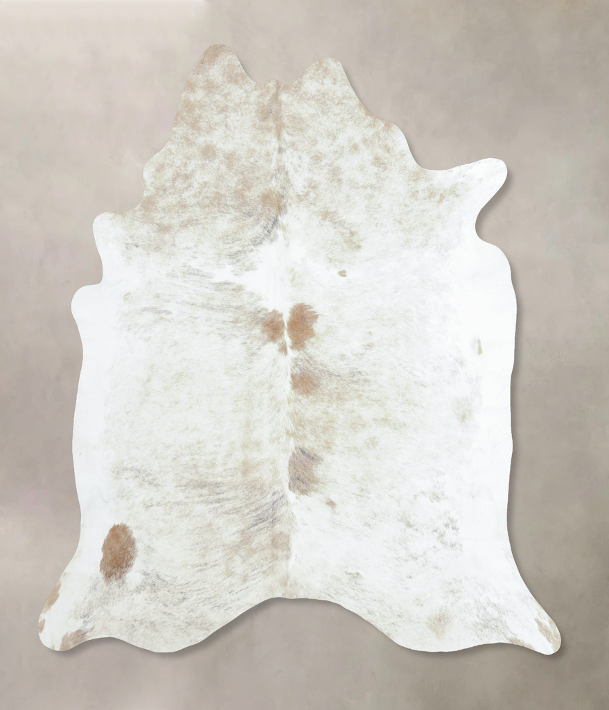 Beige and White XX-Large Brazilian Cowhide Rug 7'7"H x 6'9"W #B8386 by Hudson Hides
