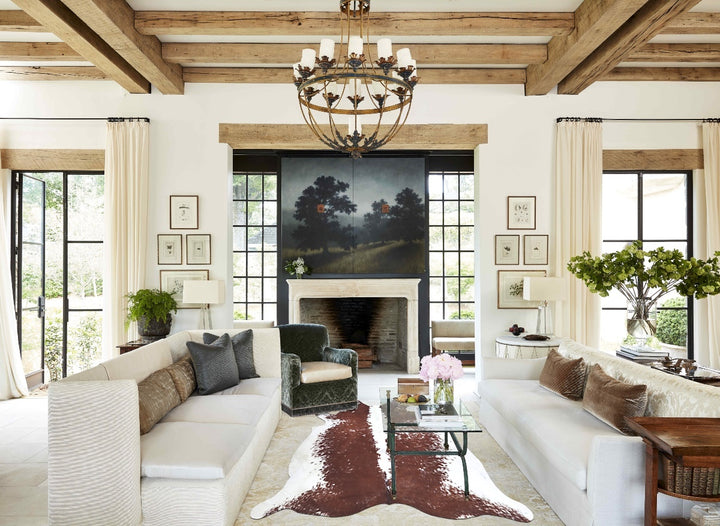 Brown and White X-Large Brazilian Cowhide Rug 6'7"H x 6'8"W #B8404 by Hudson Hides