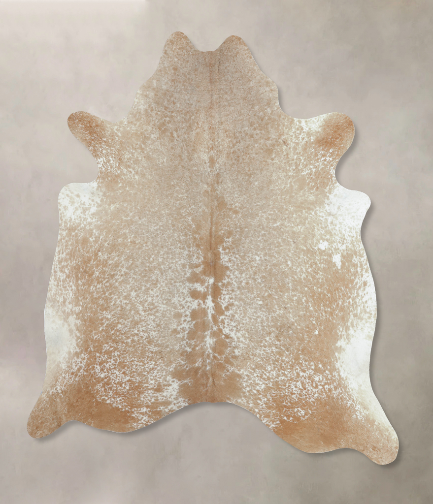 Beige and White XX-Large Brazilian Cowhide Rug 7'11"H x 6'8"W #B8463 by Hudson Hides