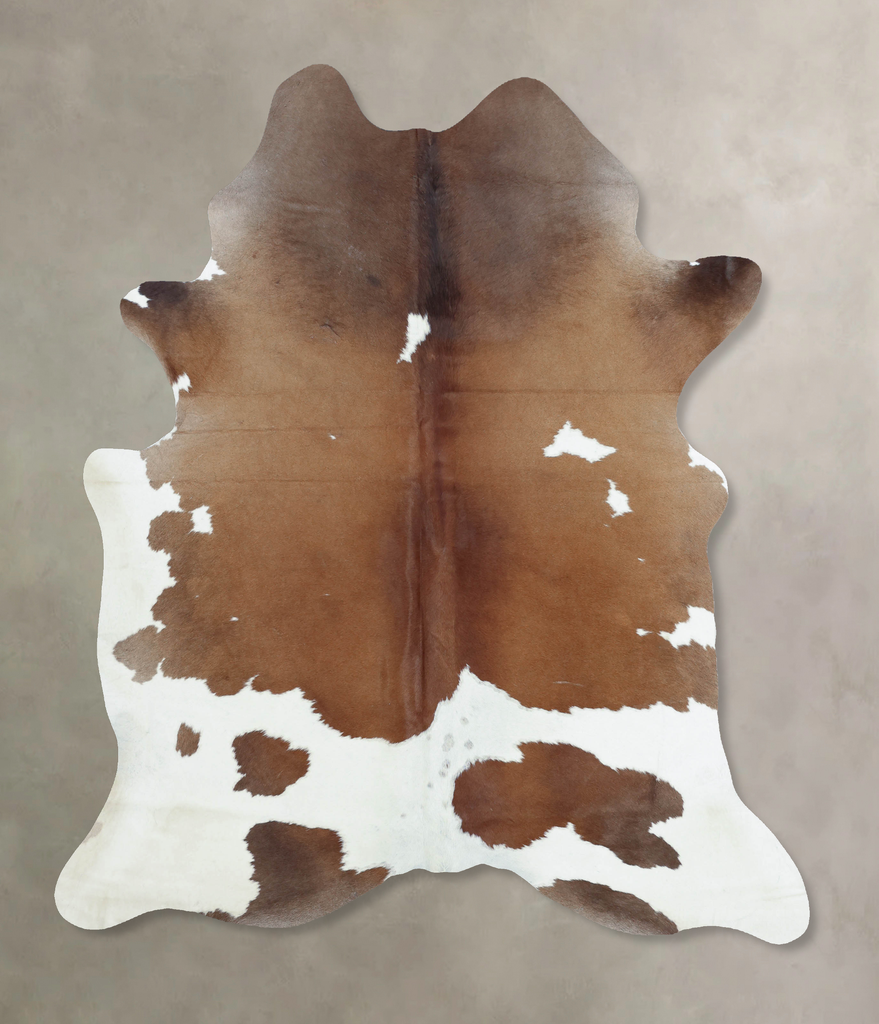 Brown and White X-Large Brazilian Cowhide Rug 7'8"H x 6'2"W #B8559 by Hudson Hides