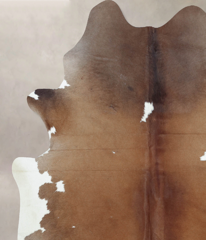 Brown and White X-Large Brazilian Cowhide Rug 7'8"H x 6'2"W #B8559 by Hudson Hides