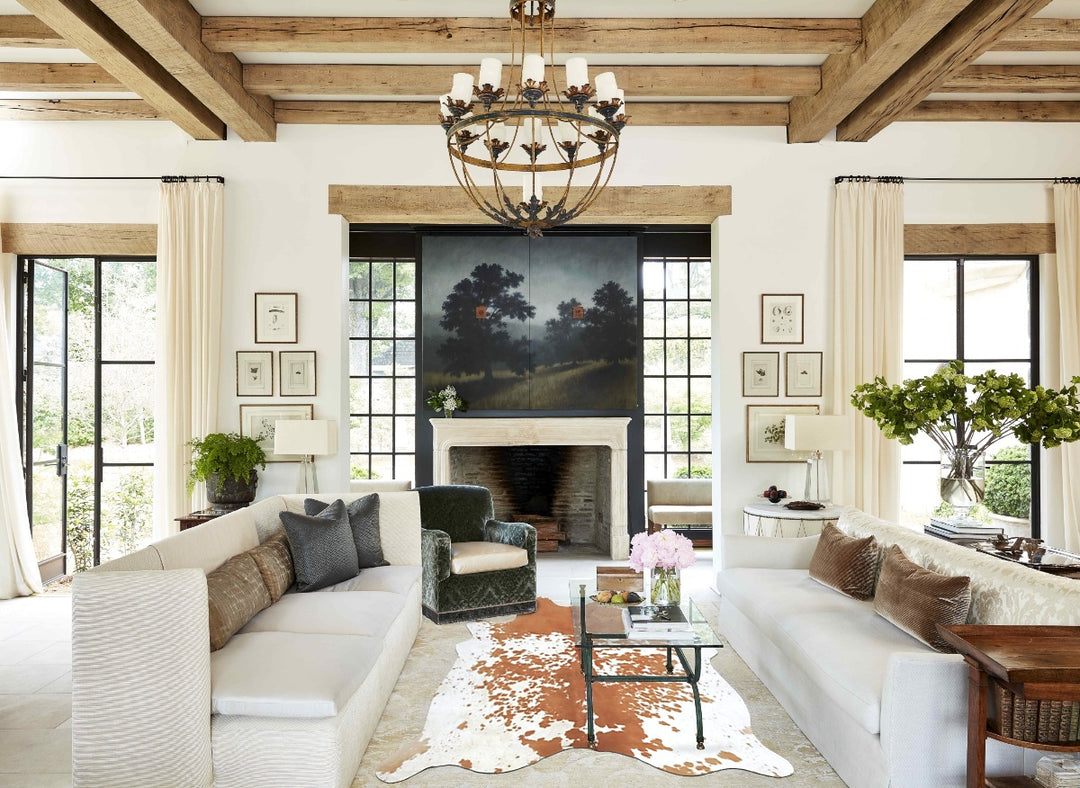 Brown and White X-Large Brazilian Cowhide Rug 6'11"H x 6'2"W #B8575 by