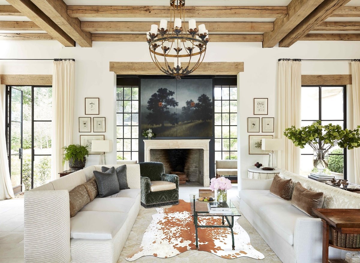 Brown and White X-Large Brazilian Cowhide Rug 6'11"H x 6'2"W #B8575 by Hudson Hides
