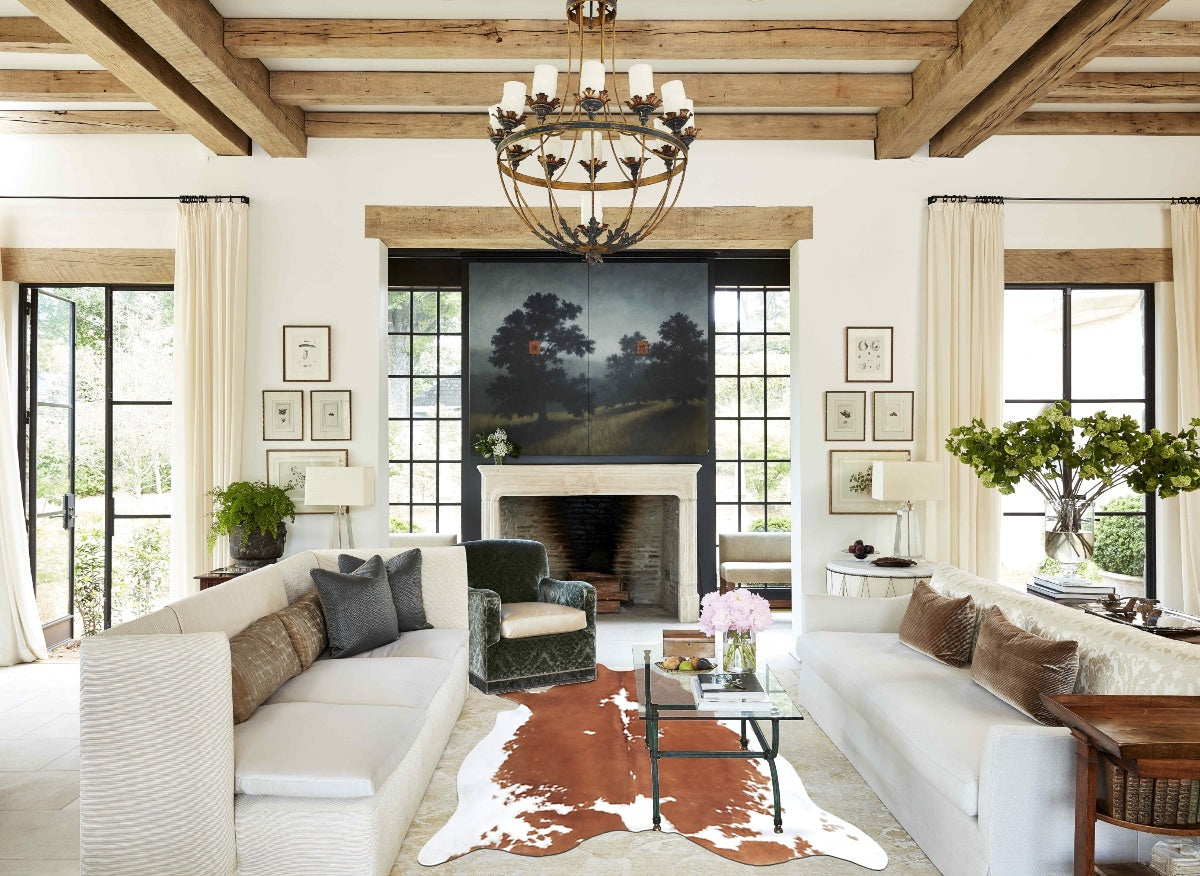 Brown and White X-Large Brazilian Cowhide Rug 6'8"H x 6'2"W #B8579 by Hudson Hides