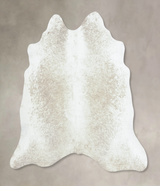 Beige and White X-Large Brazilian Cowhide Rug 6'8"H x 6'8"W #B8769 by Hudson Hides