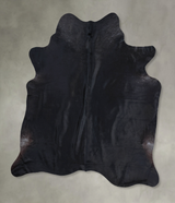 Solid Black XX-Large Brazilian Cowhide Rug 7'10"H x 6'10"W #B8807 by Hudson Hides