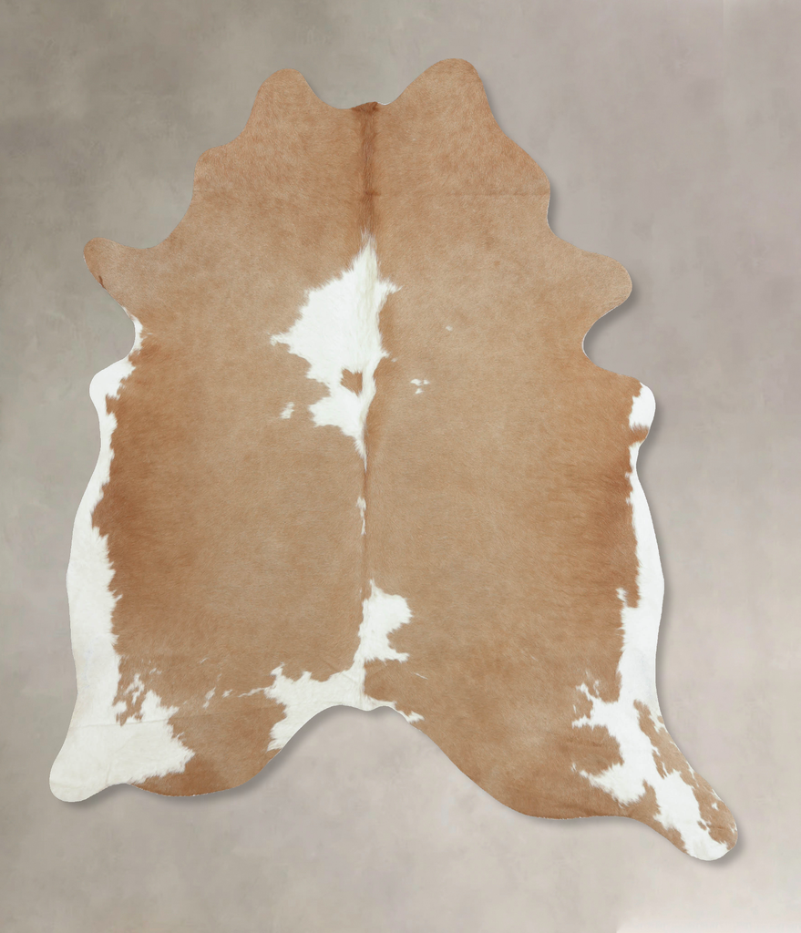 Beige and White X-Large Brazilian Cowhide Rug 7'5"H x 6'4"W #B8809 by Hudson Hides