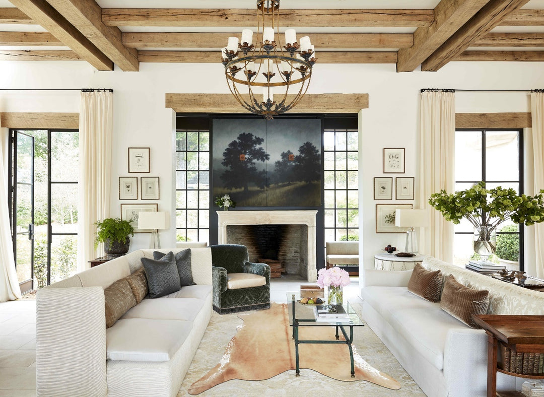 Beige XX-Large Brazilian Cowhide Rug 7'8"H x 7'0"W #B8811 by Hudson Hi