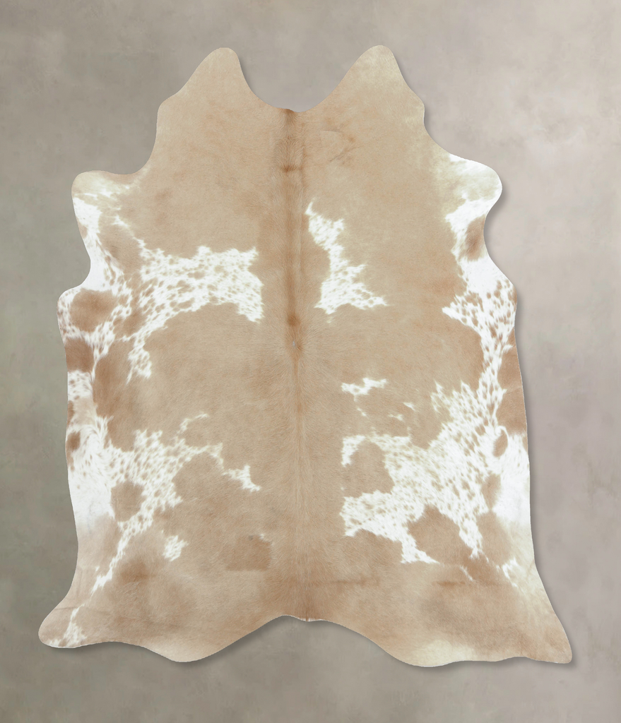 Beige and White XX-Large Brazilian Cowhide Rug 7'8"H x 6'10"W #B8897 by Hudson Hides
