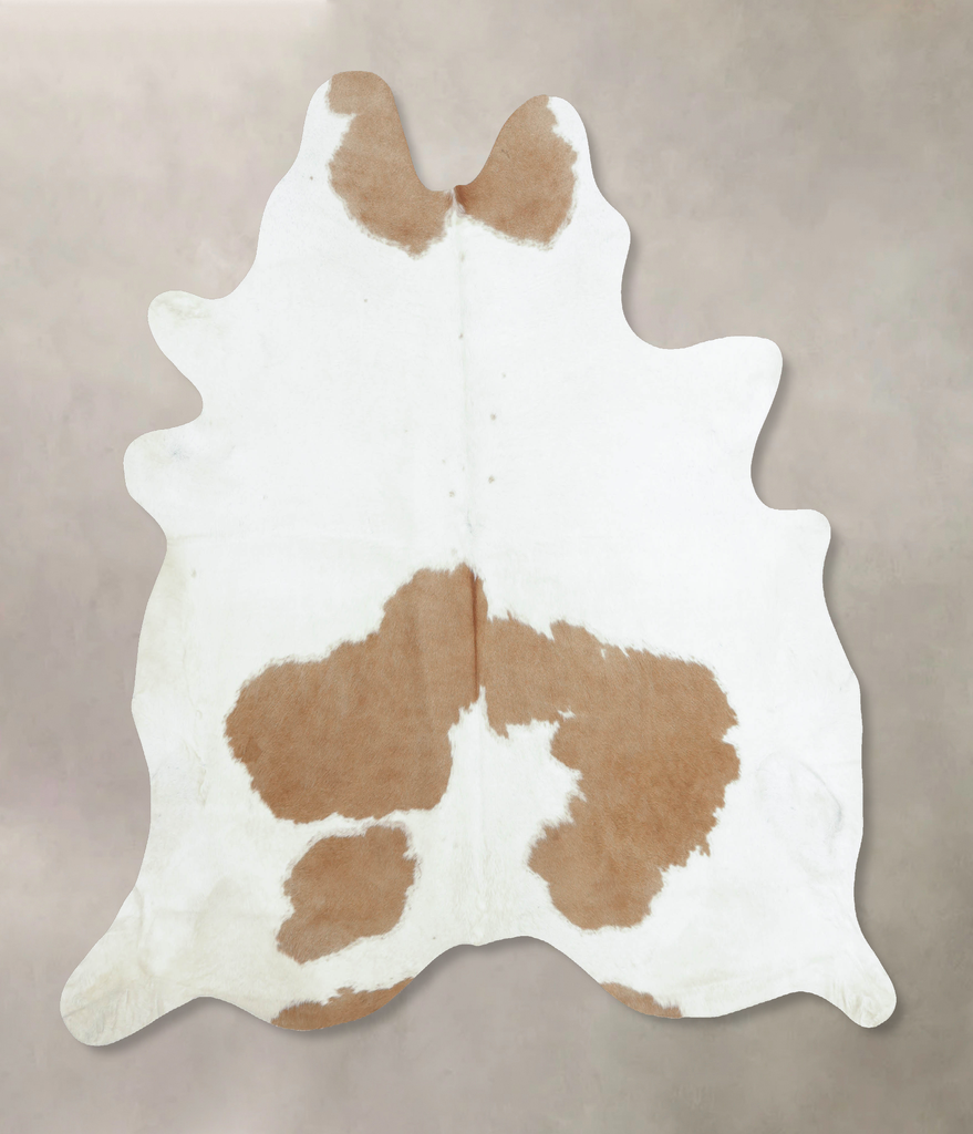 Beige and White XX-Large Brazilian Cowhide Rug 7'6"H x 7'2"W #B8898 by Hudson Hides