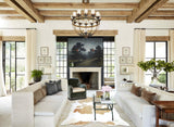 Beige and White X-Large Brazilian Cowhide Rug 7'8"H x 6'6"W #B8919 by Hudson Hides