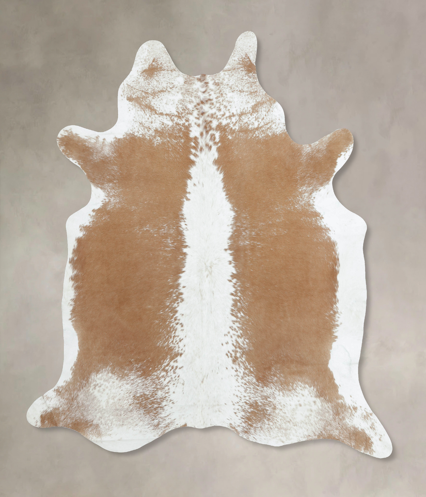 Beige and White XX-Large Brazilian Cowhide Rug 8'4"H x 6'11"W #B8924 by Hudson Hides