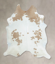 Beige and White XX-Large Brazilian Cowhide Rug 7'10"H x 6'10"W #B8935 by Hudson Hides