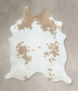 Beige and White XX-Large Brazilian Cowhide Rug 7'10"H x 6'10"W #B8935 by Hudson Hides