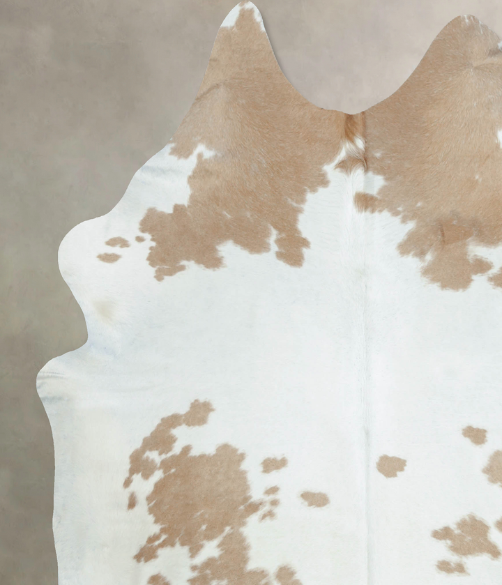 Beige and White XX-Large Brazilian Cowhide Rug 7'10"H x 6'10"W #B8935 by Hudson Hides