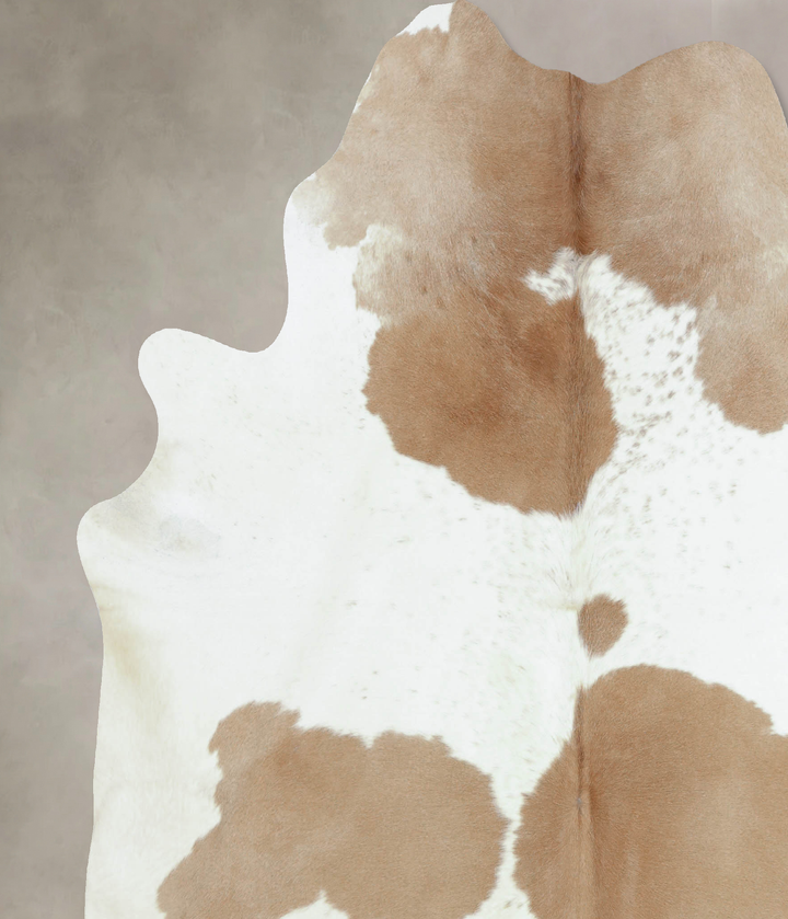 Beige and White XX-Large Brazilian Cowhide Rug 7'9"H x 6'11"W #B8936 by Hudson Hides