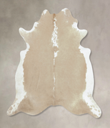 Beige and White XX-Large Brazilian Cowhide Rug 7'8"H x 7'2"W #B9028 by Hudson Hides