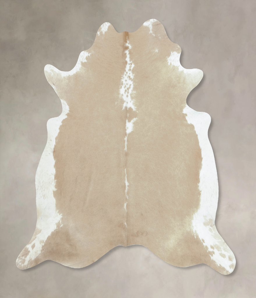 Beige and White XX-Large Brazilian Cowhide Rug 7'8"H x 7'2"W #B9028 by Hudson Hides