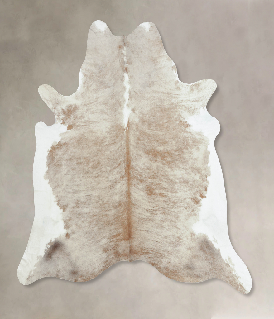Beige and White XX-Large Brazilian Cowhide Rug 7'8"H x 7'0"W #B9065 by Hudson Hides