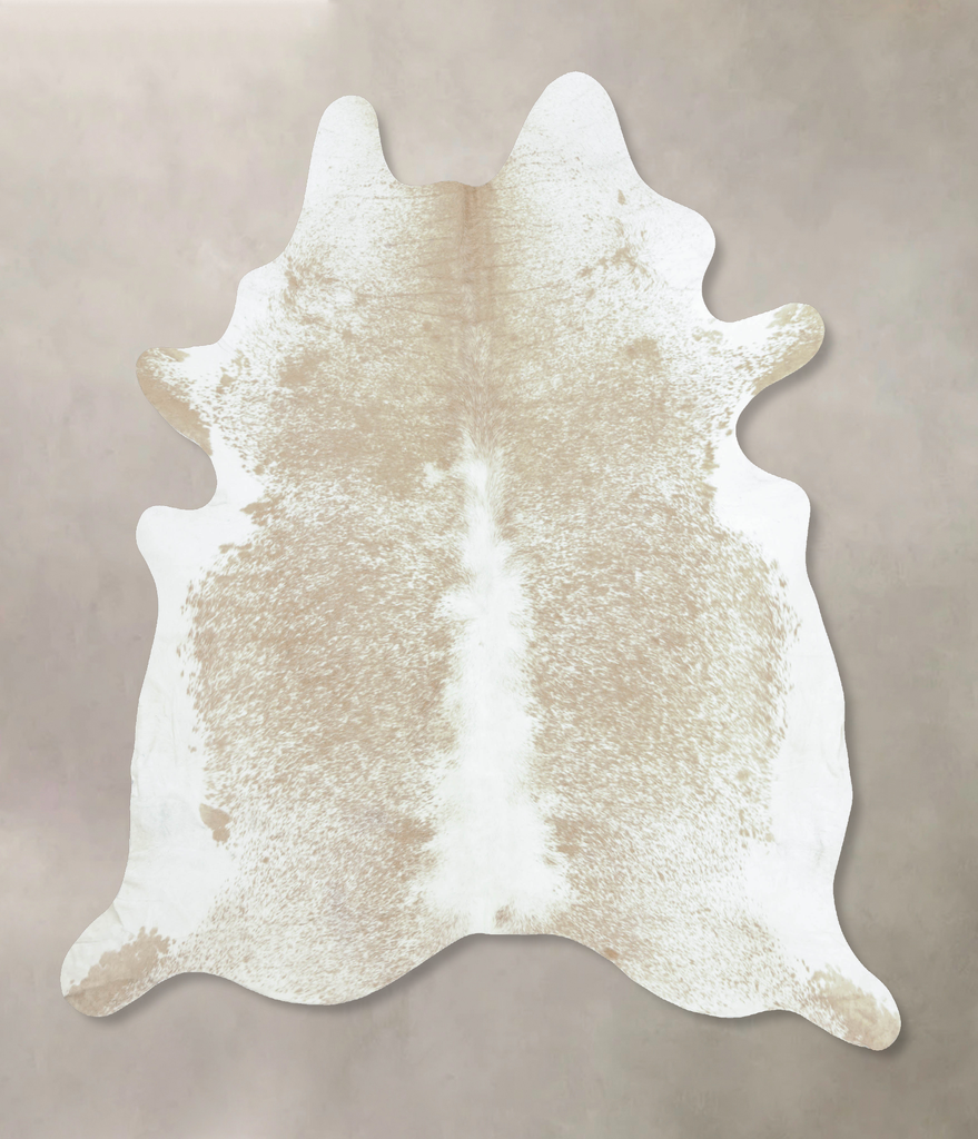 Beige and White XX-Large Brazilian Cowhide Rug 8'4"H x 6'11"W #B9140 by Hudson Hides