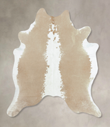 Beige and White XX-Large Brazilian Cowhide Rug 7'10"H x 6'9"W #B9168 by Hudson Hides