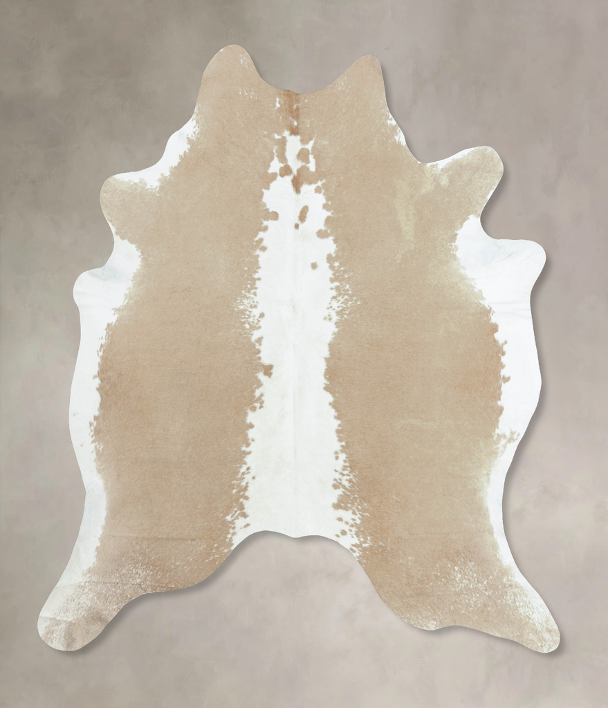 Beige and White XX-Large Brazilian Cowhide Rug 7'10"H x 6'9"W #B9168 by Hudson Hides