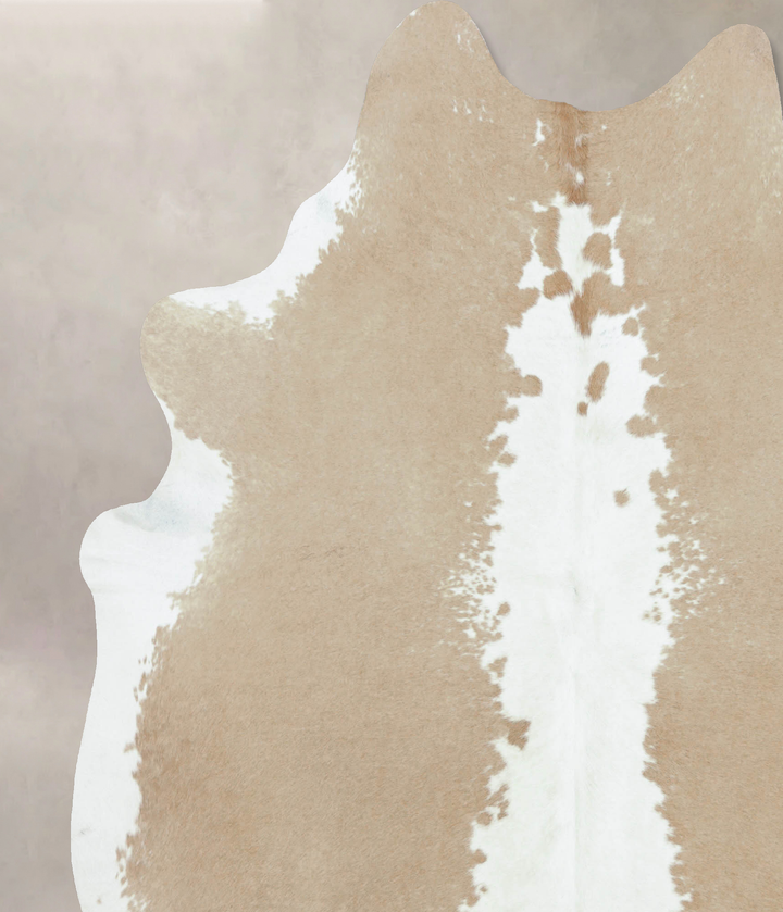 Beige and White XX-Large Brazilian Cowhide Rug 7'10"H x 6'9"W #B9168 by Hudson Hides