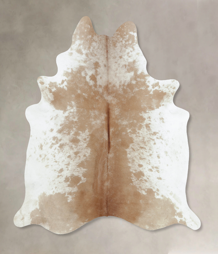 Beige and White XX-Large Brazilian Cowhide Rug 7'8"H x 6'6"W #B9171 by Hudson Hides