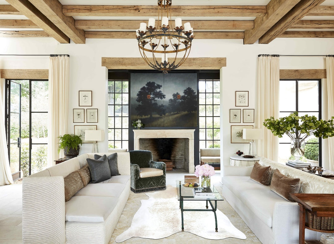Beige and White XX-Large Brazilian Cowhide Rug 8'0"H x 7'0"W #B9211 by