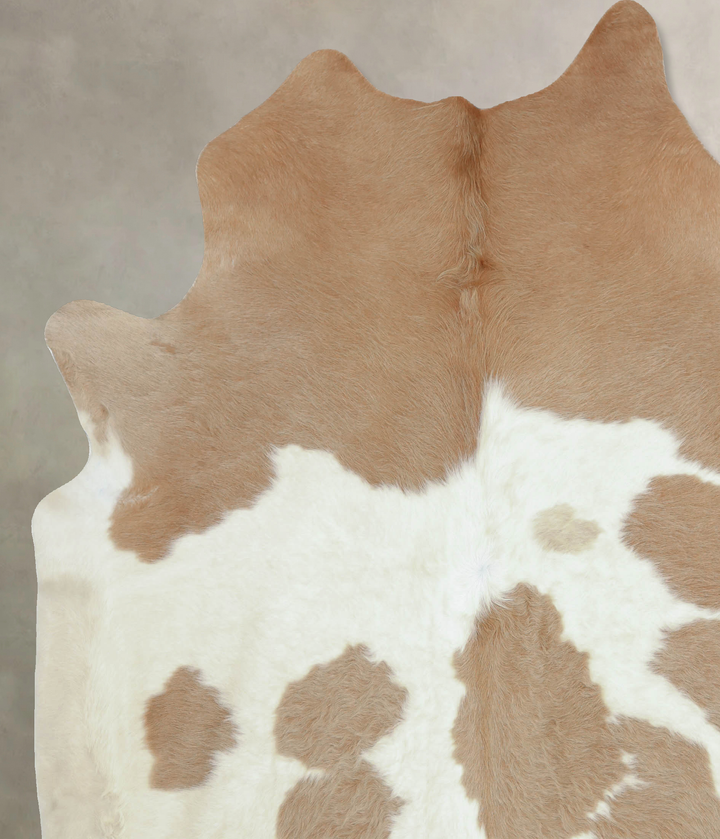 Beige and White XX-Large Brazilian Cowhide Rug 8'4"H x 7'5"W #B9251 by Hudson Hides