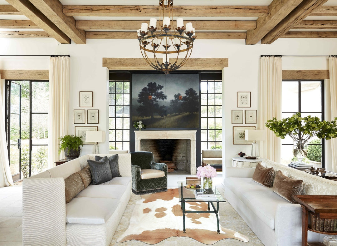 Beige and White XX-Large Brazilian Cowhide Rug 8'4"H x 7'5"W #B9251 by