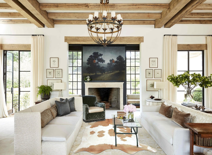 Beige and White XX-Large Brazilian Cowhide Rug 8'4"H x 7'5"W #B9251 by Hudson Hides