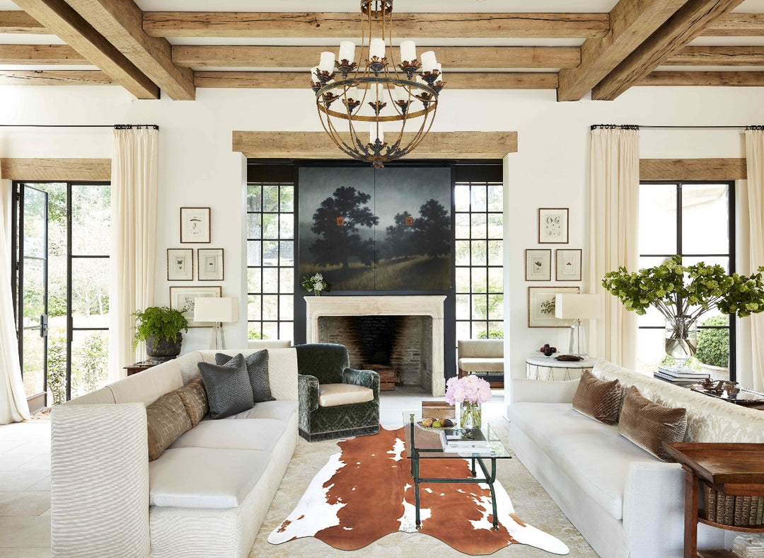 Brown and White XX-Large Brazilian Cowhide Rug 8'0"H x 7'6"W #B9263 by