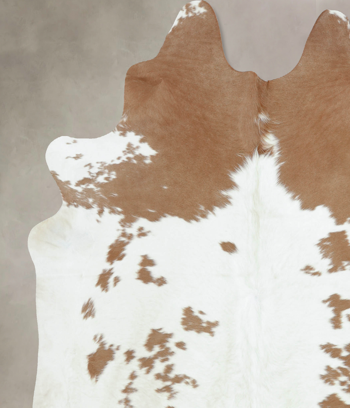 Beige and White XX-Large Brazilian Cowhide Rug 7'10"H x 6'10"W #B9354 by Hudson Hides