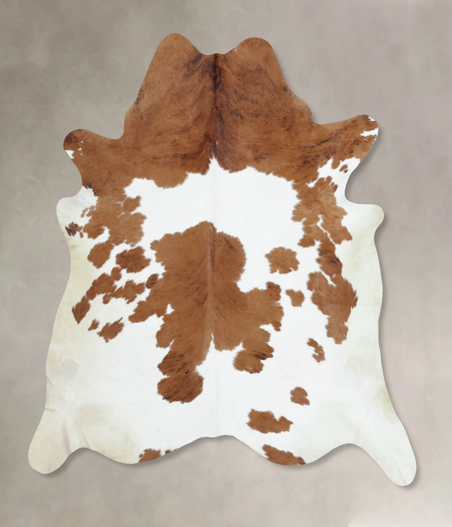 Brown and White XX-Large Brazilian Cowhide Rug 8'2"H x 7'2"W #B9381 by Hudson Hides