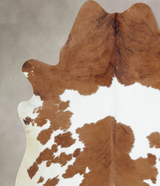 Brown and White XX-Large Brazilian Cowhide Rug 8'2"H x 7'2"W #B9381 by Hudson Hides