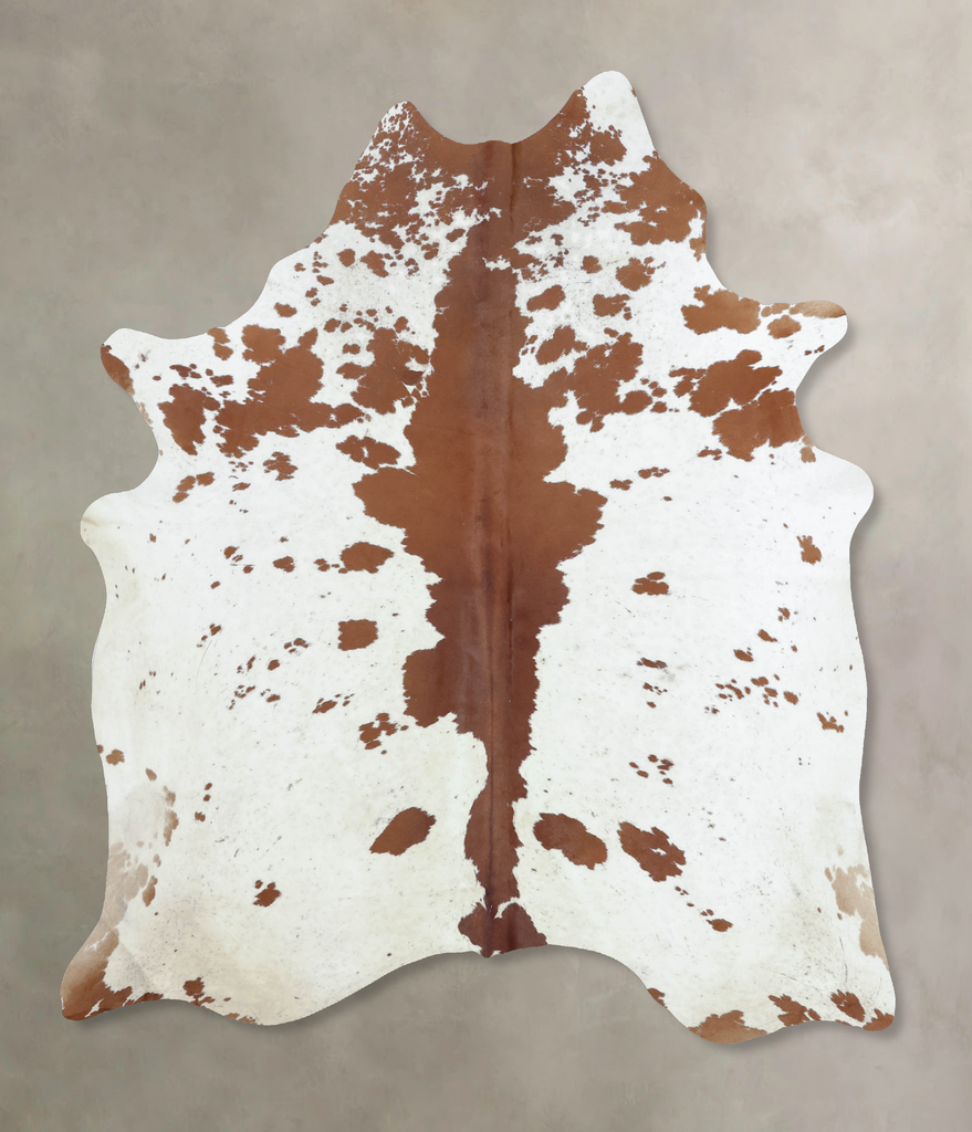 Brown and White XX-Large Brazilian Cowhide Rug 8'1"H x 6'5"W #B9382 by Hudson Hides