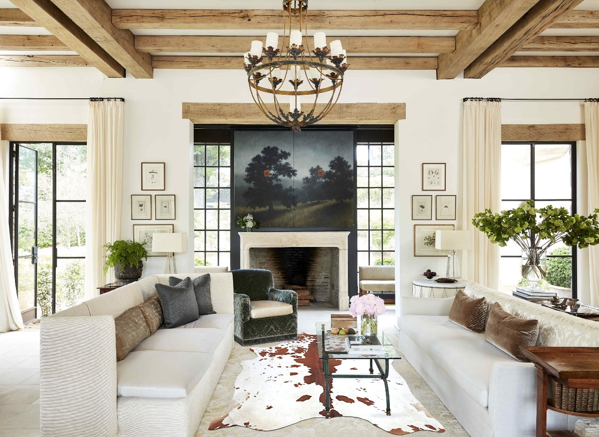 Brown and White XX-Large Brazilian Cowhide Rug 8'1"H x 6'5"W #B9382 by Hudson Hides