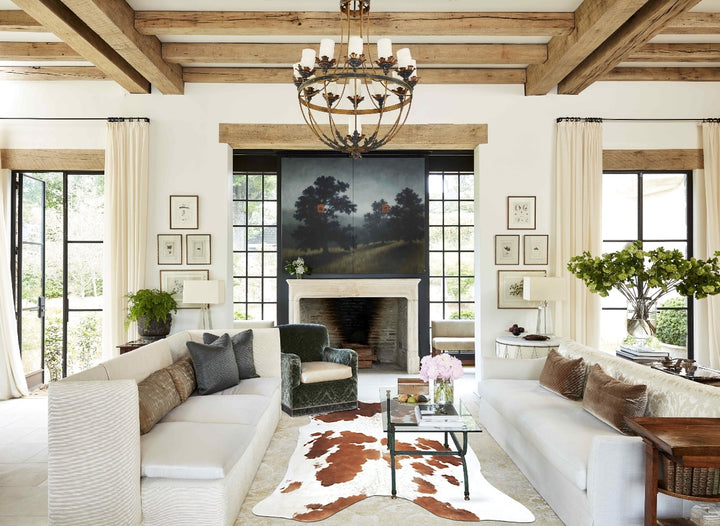 Brown and White X-Large Brazilian Cowhide Rug 6'9"H x 6'3"W #B9387 by Hudson Hides