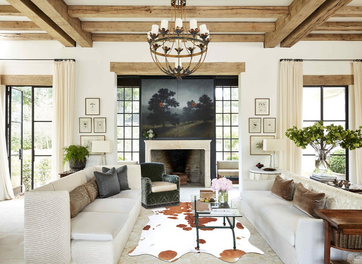 Brown and White XX-Large Brazilian Cowhide Rug 8'1"H x 6'6"W #B9398 by Hudson Hides