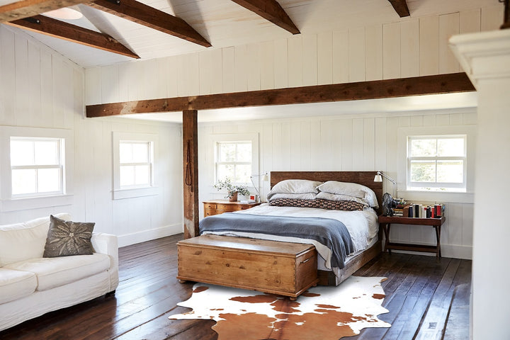 Brown and White XX-Large Brazilian Cowhide Rug 8'1"H x 6'6"W #B9398 by Hudson Hides