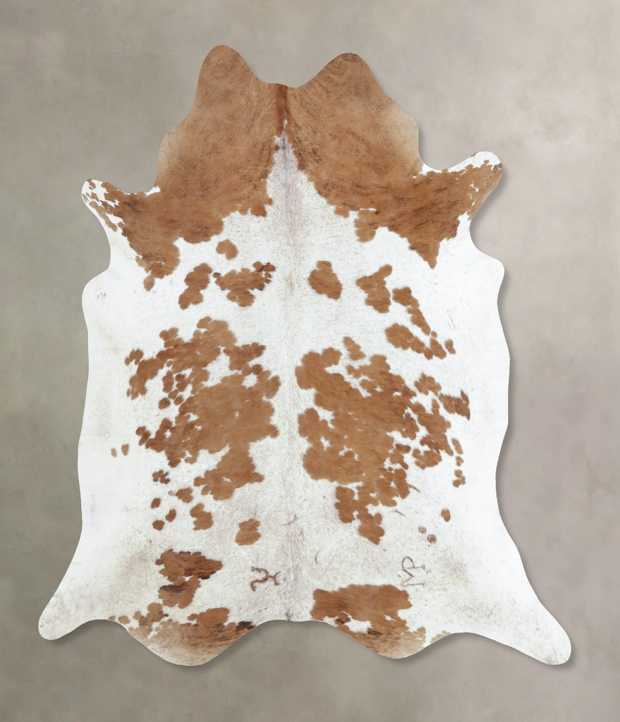 Brown and White XX-Large Brazilian Cowhide Rug 7'10"H x 7'2"W #B9401 by Hudson Hides